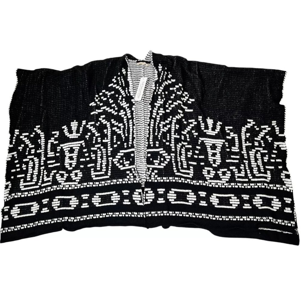 Soft Surroundings Womens Black Aztec Stretch Stitch Tribal Wrap Poncho One Size - Picture 6 of 16